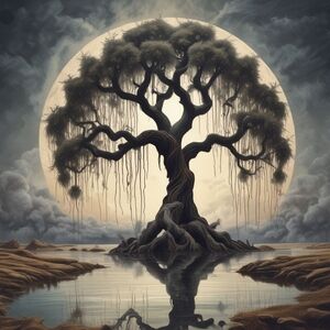 Enchanted Willow Art Print - Black and Gray